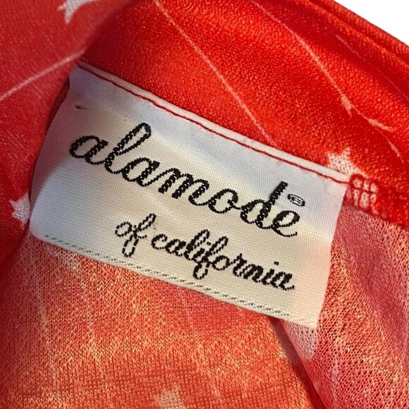 Vintage‎ Alamode of California Women's L Blouse Red White Floral Patterned Retro - Picture 4 of 4
